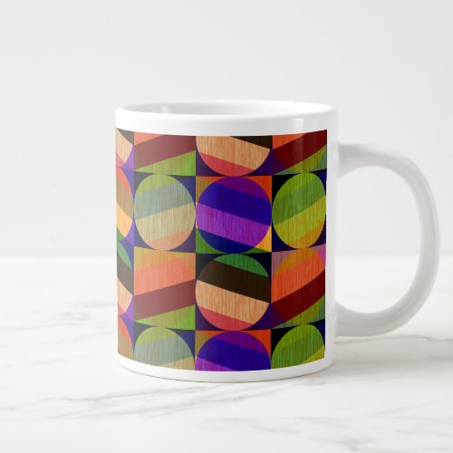 Colorful Vintage Inspired Pattern Giant Coffee Mug