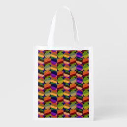 Colorful Vintage Inspired Pattern Grocery Bag