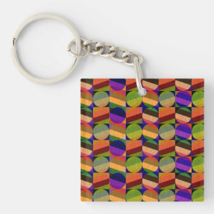 Colorful Vintage Inspired Pattern Keychain
