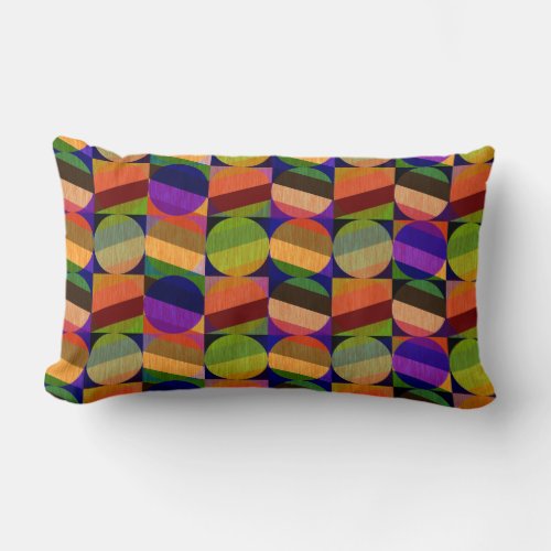 Colorful Vintage Inspired Pattern Lumbar Pillow