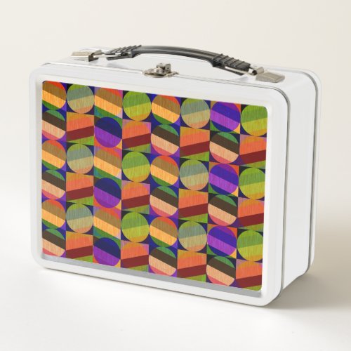 Colorful Vintage Inspired Pattern Metal Lunch Box