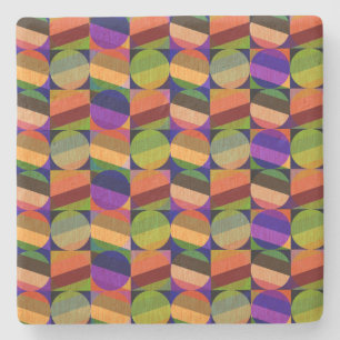 Colorful Vintage Inspired Pattern Stone Coaster