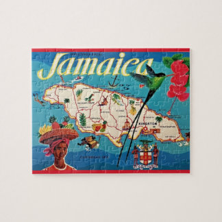 Colorful Vintage Jamaica Map Puzzle