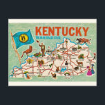 Colorful Vintage Kentucky Map  Postcard<br><div class="desc">Charming old illustrated postcard map of the state of Kentucky.</div>