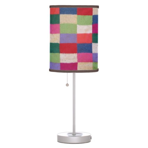 colorful vintage knitted patchwork squares table lamp