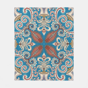 Colorful vintage mandala motifs seamless pattern fleece blanket