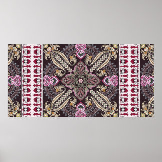 Colorful vintage mandala motifs seamless pattern poster