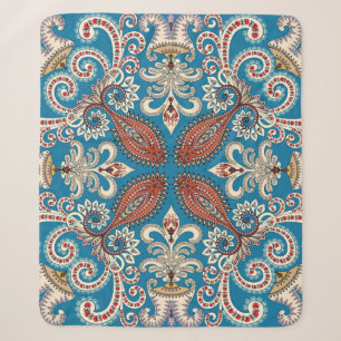 Colorful vintage mandala motifs seamless pattern sherpa blanket