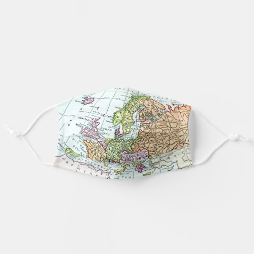 Colorful Vintage Map of Europe Adult Cloth Face Mask