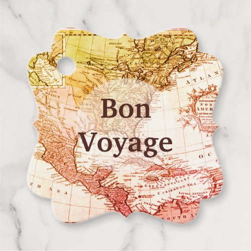 Colorful Vintage Map of North America Bon Voyage Favor Tags