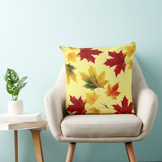 colorful vintage maple leaves no2 throw pillow