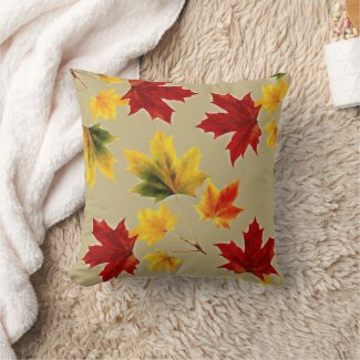colorful vintage maple leaves no3 throw pillow