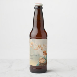 Colorful vintage Mary with baby Jesus Beer Bottle Label