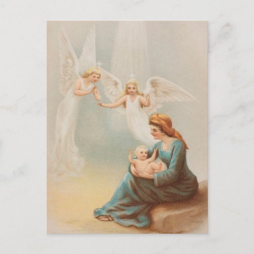 Colorful vintage Mary with baby Jesus card
