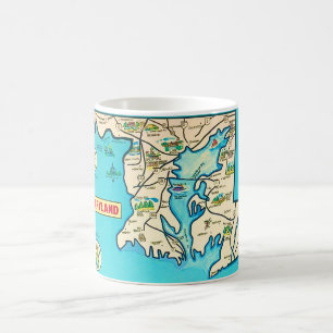 Colorful Vintage Maryland Map Postcard Mug