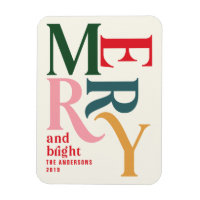 colorful vintage merry christmas magnet