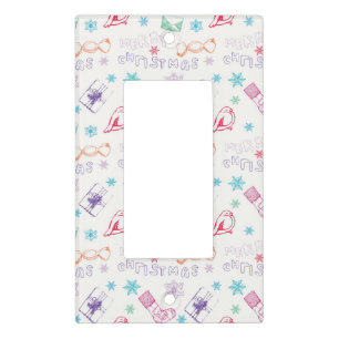 Colorful vintage merry christmas pattern light switch cover
