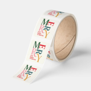 colorful vintage merry christmas  square sticker