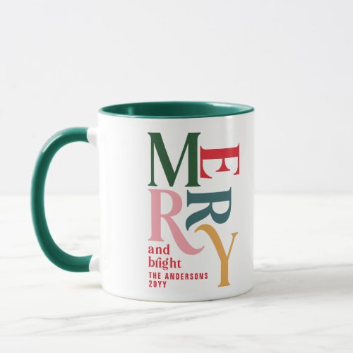 Colorful vintage merry chritsmas favor gift mug