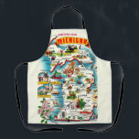 Colorful Vintage Michigan Map Apron<br><div class="desc">A wonderful vintage,  colorfully illustrated postcard map of the State of Michigan we have repurposed on a great apron for the kitchen or outdoor barbeque!</div>