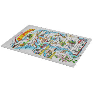 Colorful Vintage Michigan Map Cutting Board