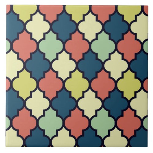 Colorful Vintage Moroccan Quatrefoil Pattern Tile