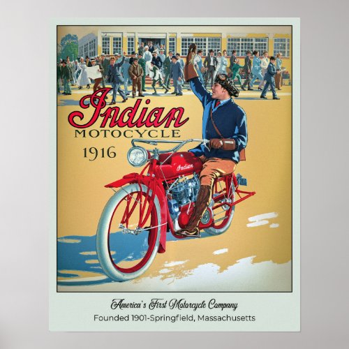 Colorful Vintage Motorcycle Poster