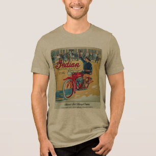 Colorful Vintage Motorcycle Poster Tri-Blend Shirt