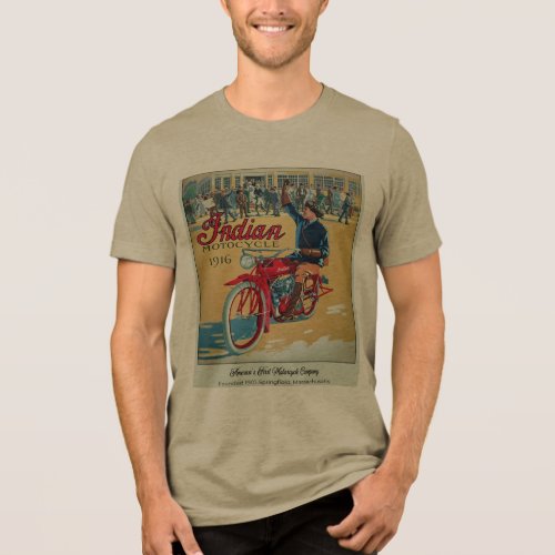 Colorful Vintage Motorcycle Poster Tri-Blend Shirt