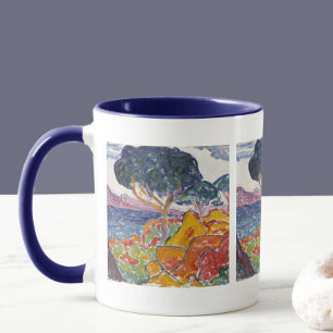 Colorful Vintage Mountain Landscape Painting Mug