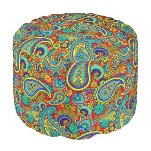 Colorful Vintage Orante Paisley Pouf