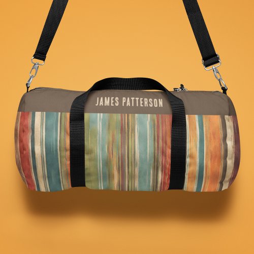Colorful Vintage Painted Stripes Personalized Name Duffle Bag