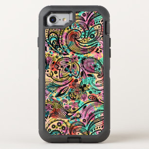 Colorful Vintage Paisley Pattern OtterBox Defender iPhone SE/8/7 Case