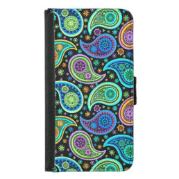 Colorful Vintage Paisley Pattern Wallet Phone Case For Samsung Galaxy S5
