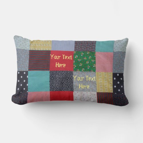 colorful vintage patchwork cottagecore lumbar pillow
