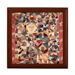 Colorful Vintage Patchwork Crazy Quilt Pattern Gift Box