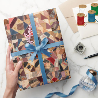 Colorful Vintage Patchwork Crazy Quilt Pattern Wrapping Paper
