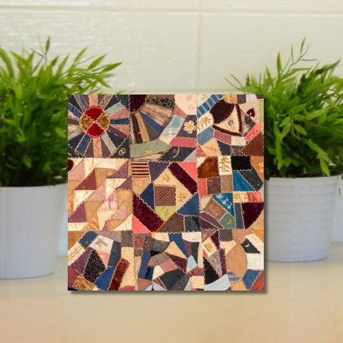 Colorful Vintage Patchwork Crazy Quilt Rustic Ceramic Tile