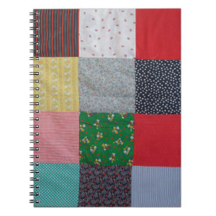 colorful vintage patchwork fabric squares notebook