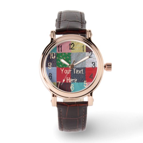 colorful vintage patchwork fabric squares watch