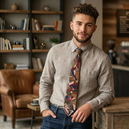 Colorful Vintage Patchwork Quilt Retro Pattern Neck Tie