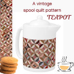 Colorful Vintage Patchwork Quilt Spool Pattern Teapot<br><div class="desc">This charming teapot features the intricate, colorful spool pattern of a vintage American patchwork quilt housed in the Smithsonian American Art Museum. Enjoy the many geometric stitching details of the original, antique rustic textile as you pour a soothing cup of tea or coffee. In tones of light brown, taupe, coral,...</div>