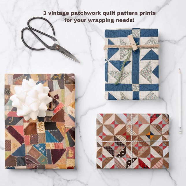 Colorful Vintage Patchwork Quilts Stylish Wrapping Paper Sheets (Vintage patchwork quilt pattern wrapping paper. Stylish and original!)