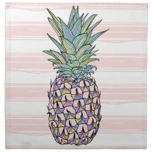 Colorful vintage pineapple illustration. cloth napkin