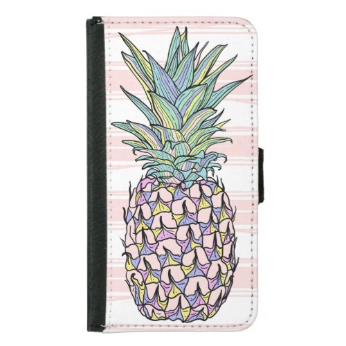Colorful vintage pineapple illustration samsung galaxy s5 wallet case