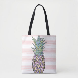 Colorful vintage pineapple illustration. tote bag