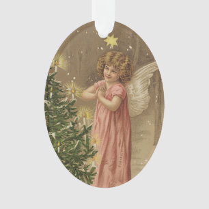 Colorful vintage pink Christmas angel decor Ornament