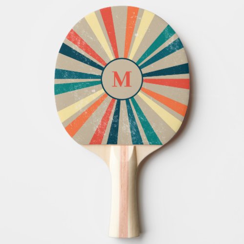 Colorful Vintage Rainbow Monogram Table Tennis Ping Pong Paddle