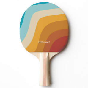 Colorful Vintage Rainbow Waves Personalized  Ping Pong Paddle