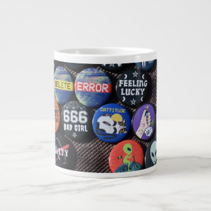 Colorful Vintage Retro Badge Collection Giant Coffee Mug